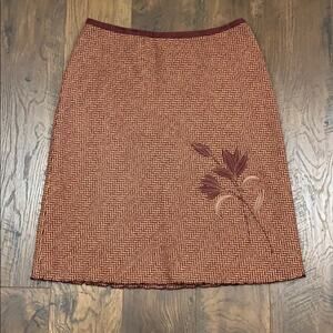 Lord & Taylor Wool Burgundy Herringbone Pencil Skirt